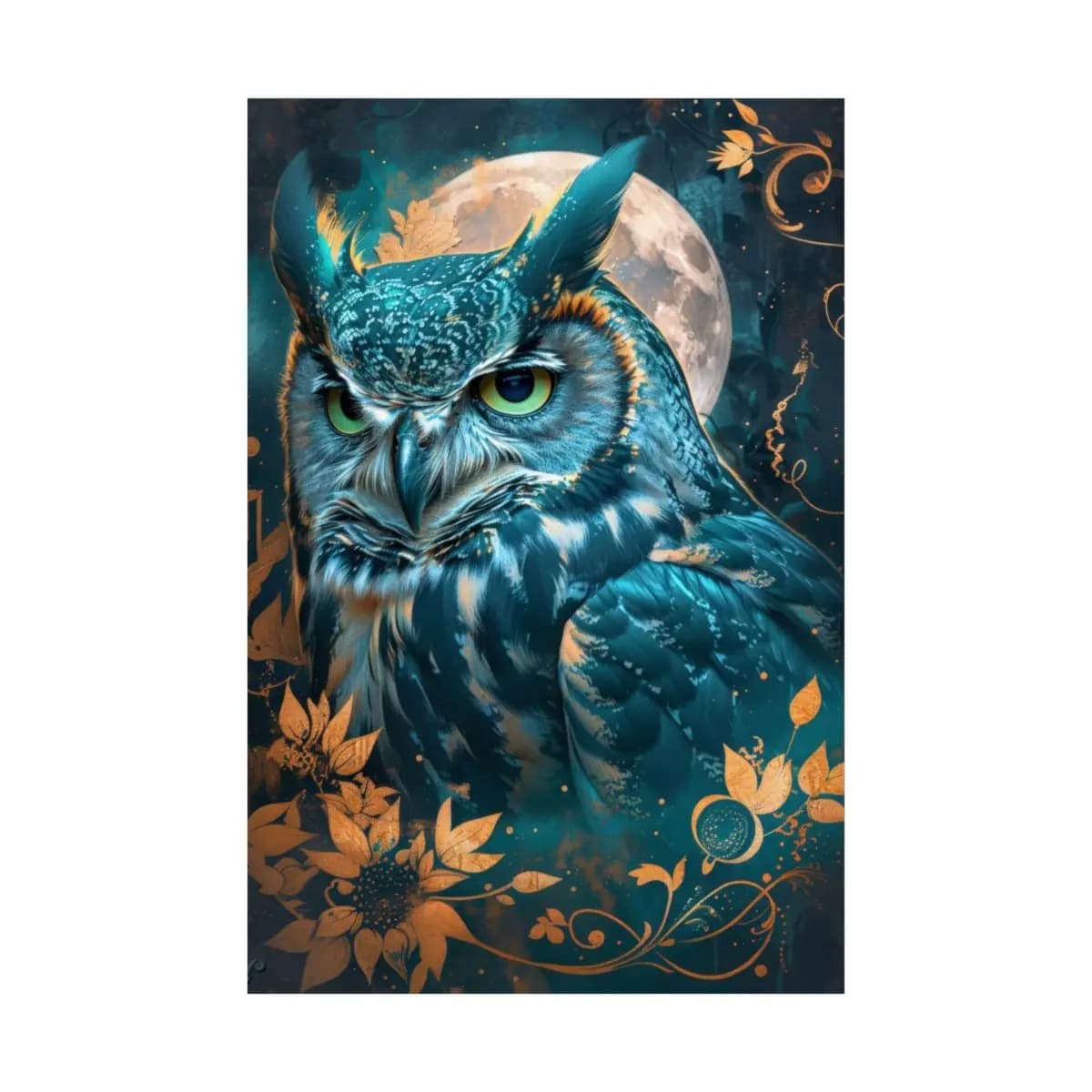 Mystic Owl Beneath the Golden Moon - Matte Vertical Posters mockup angle 2