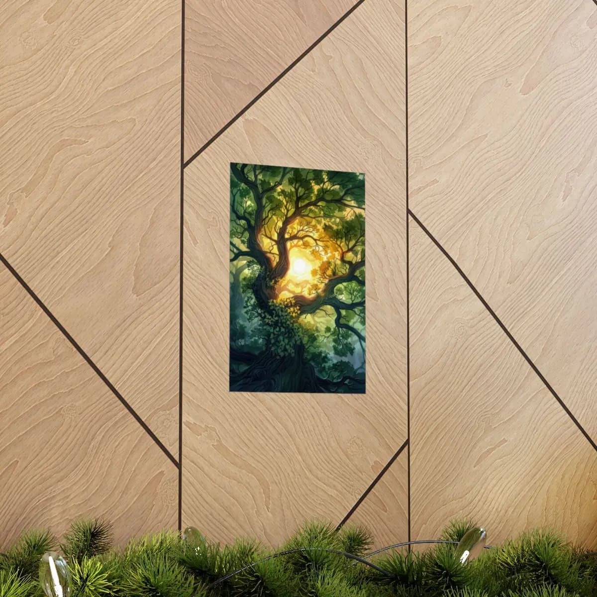 The Ancient Tree and the Golden Light - Matte Vertical Posters mockup angle 5