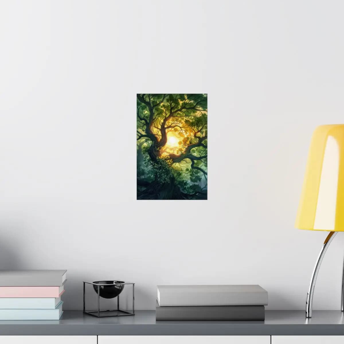 The Ancient Tree and the Golden Light - Matte Vertical Posters mockup angle 8