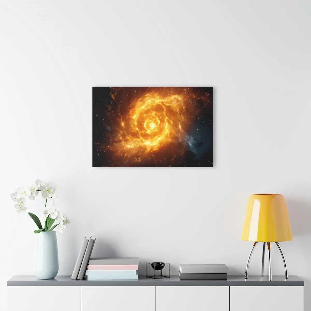 Fiery Spiral Galaxy Blazing Through Deep Space - Acrylic Prints (French Cleat Hanging) mockup angle 4