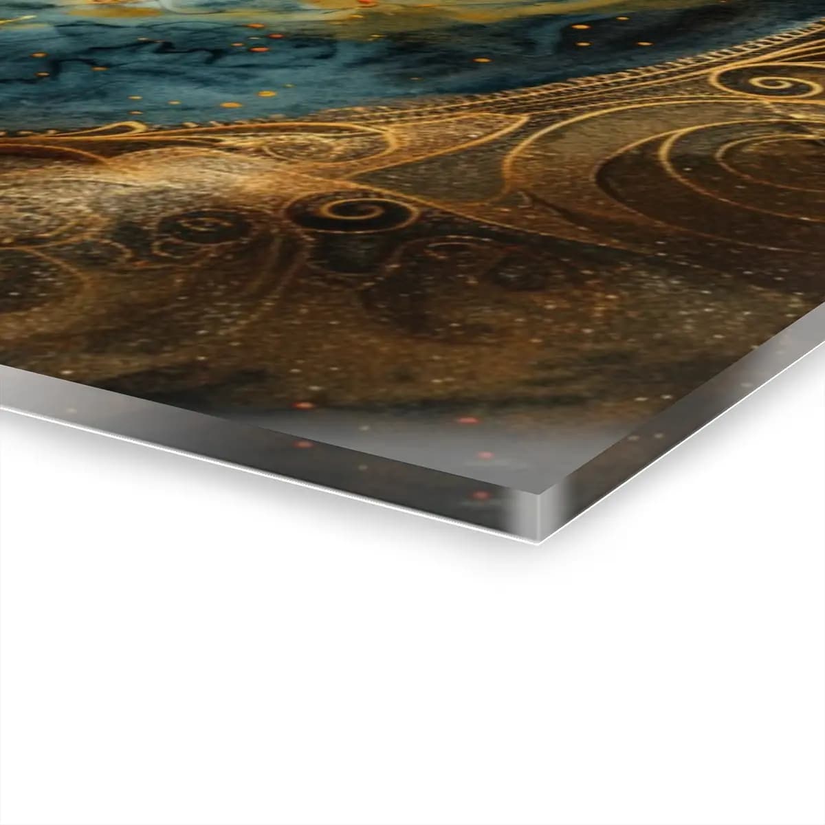 Golden Full Moon in a Swirling Celestial Sky - Acrylic Prints (French Cleat Hanging) mockup angle 3