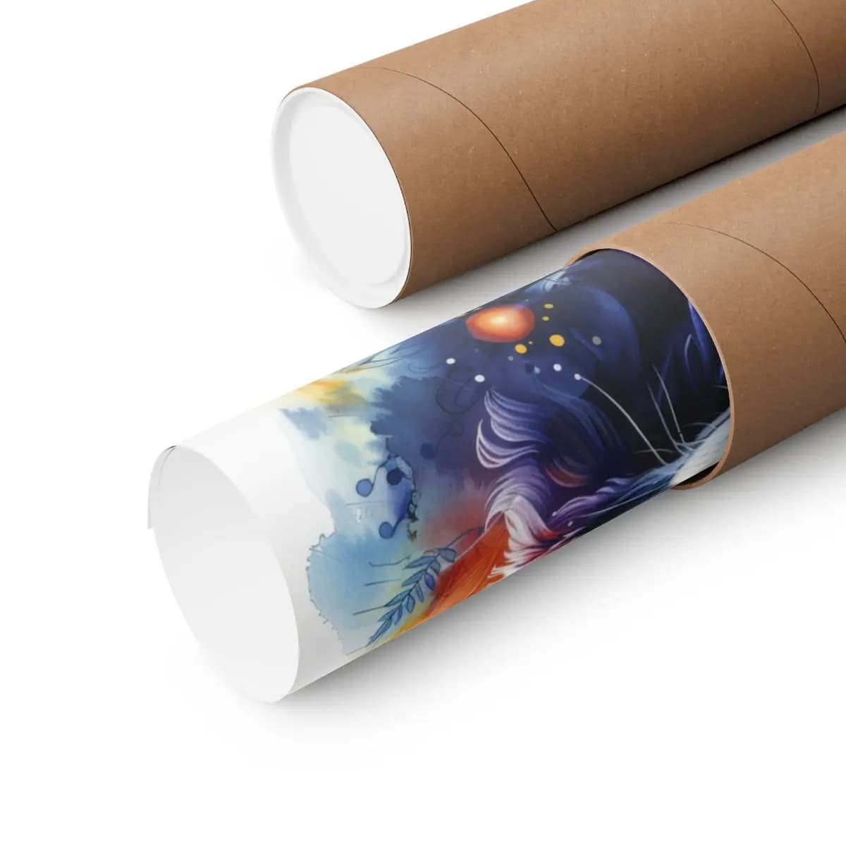 Mystic Raccoon with Feathers and Mandala - Matte Vertical Posters mockup angle 3