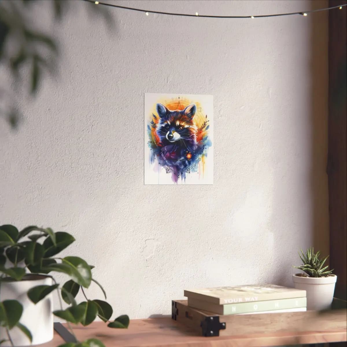 Mystic Raccoon with Feathers and Mandala - Matte Vertical Posters mockup angle 6