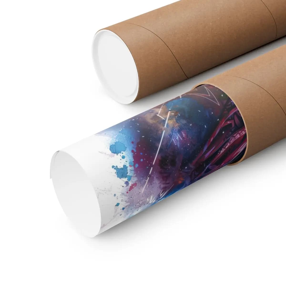 Celestial Raccoon with a Crimson Scarf - Matte Vertical Posters mockup angle 3