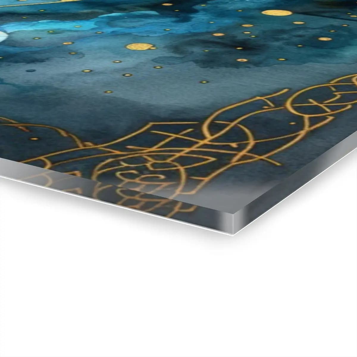 Celestial Stag Beneath the Golden Moon - Acrylic Prints (French Cleat Hanging) mockup angle 3
