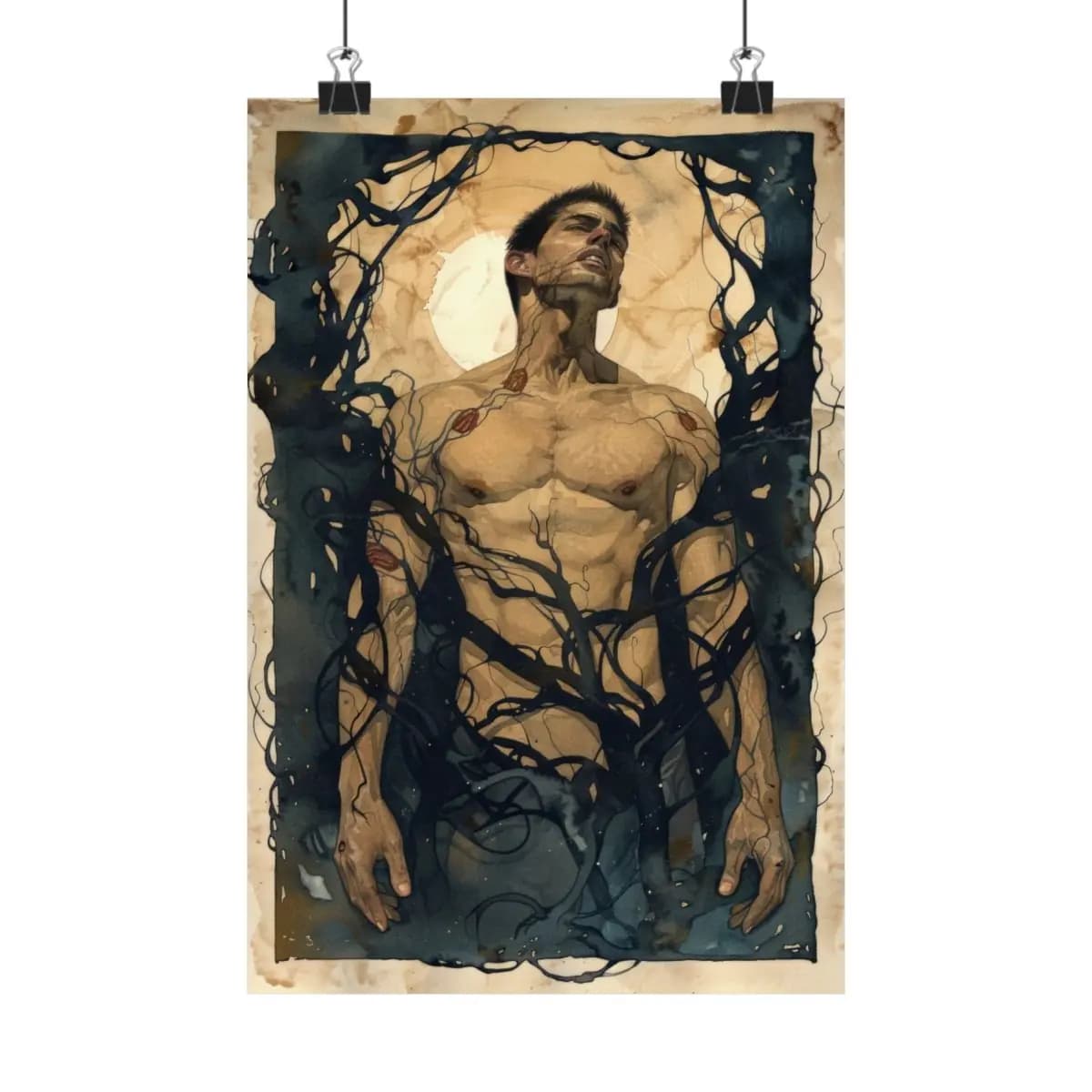 Man Entwined by the Vines of Darkness - Matte Vertical Posters mockup angle 1