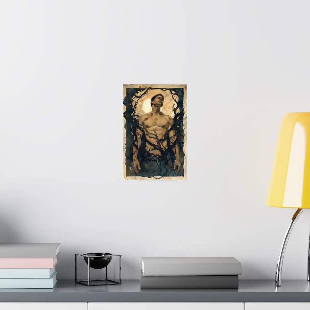 Man Entwined by the Vines of Darkness - Matte Vertical Posters mockup angle 8