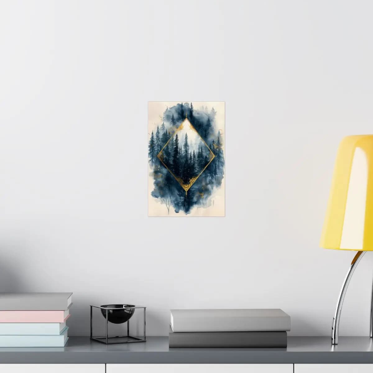Conifer Forest Framed Within a Golden Diamond - Matte Vertical Posters mockup angle 8