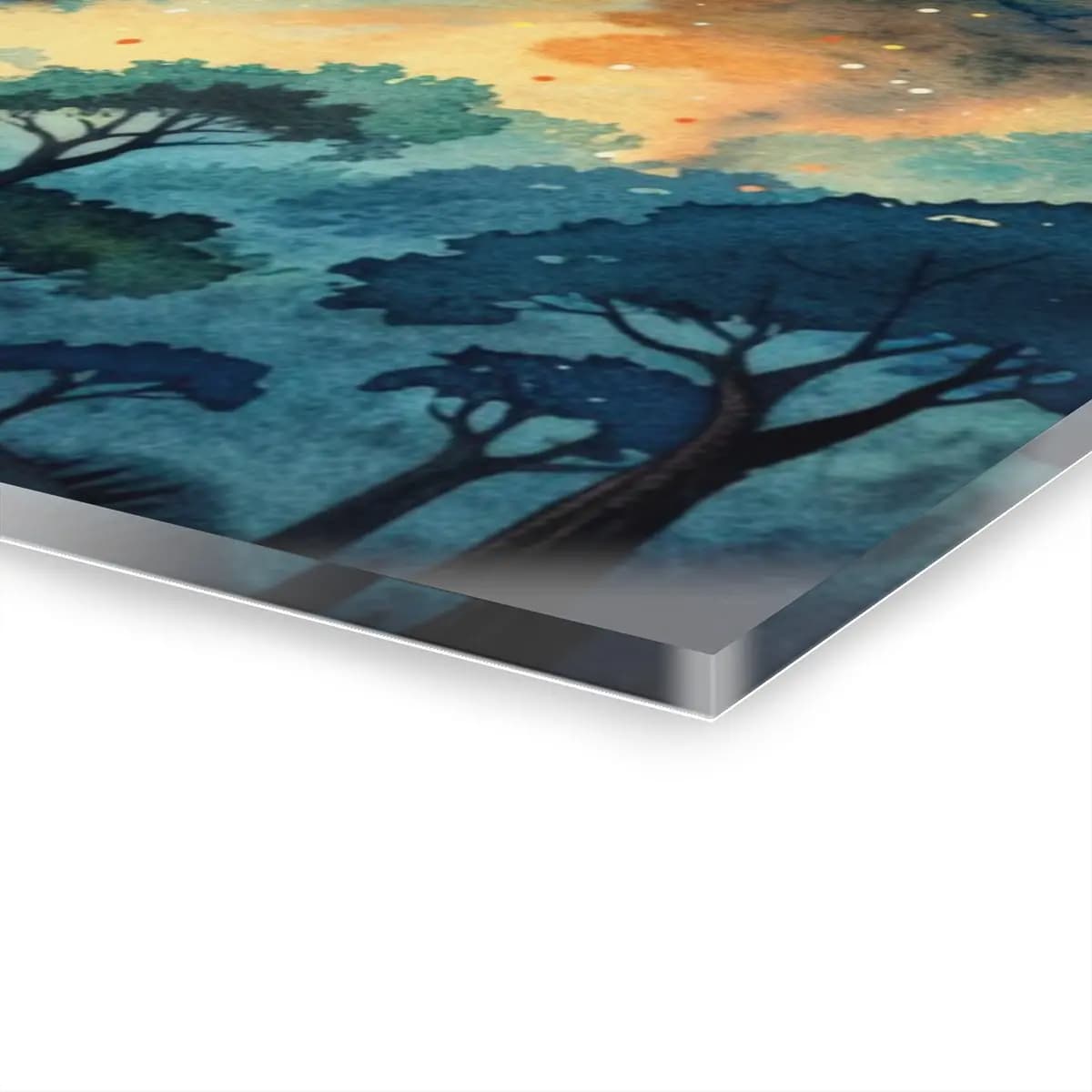 Ancient Tree Rising Beneath the Full Moon - Acrylic Prints (French Cleat Hanging) mockup angle 3