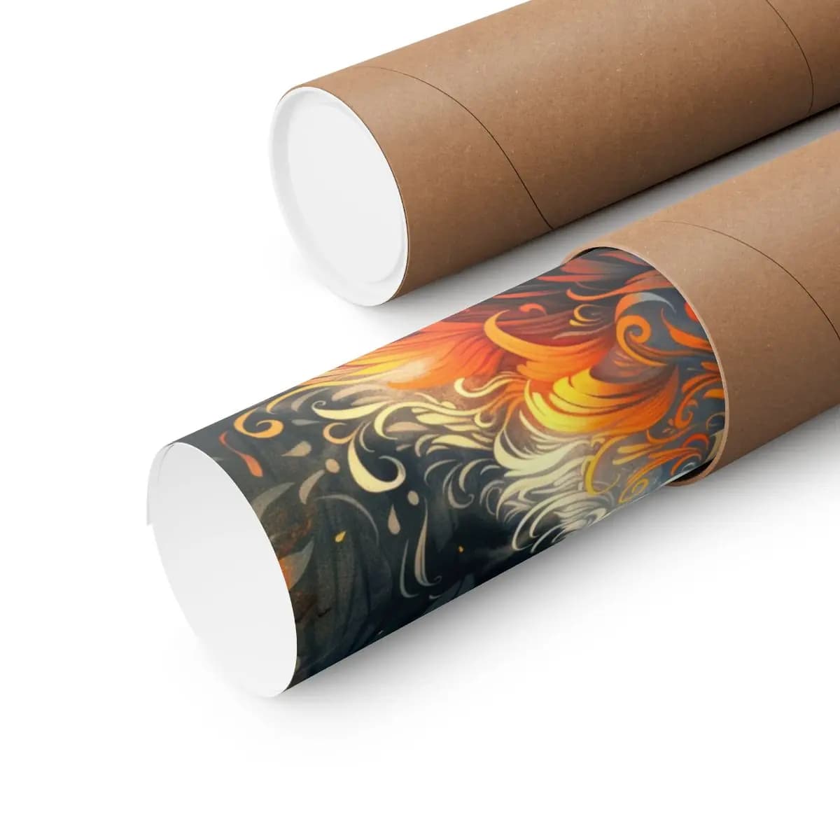 Ornamental Fire Fox of the Dark Forest - Matte Vertical Posters mockup angle 3