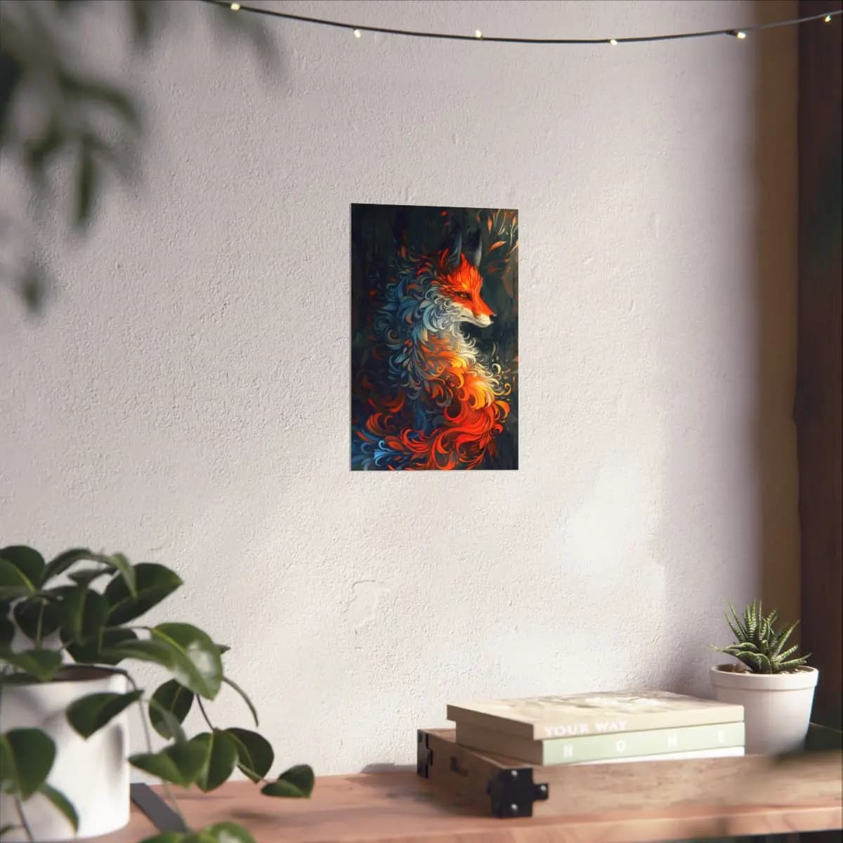 Ornamental Fire Fox of the Dark Forest - Matte Vertical Posters mockup angle 6