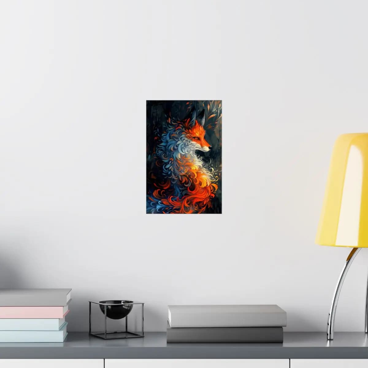Ornamental Fire Fox of the Dark Forest - Matte Vertical Posters mockup angle 8