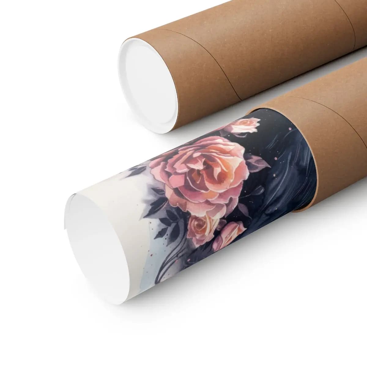 Black Cat and Roses in a Lunar Halo - Matte Vertical Posters mockup angle 3