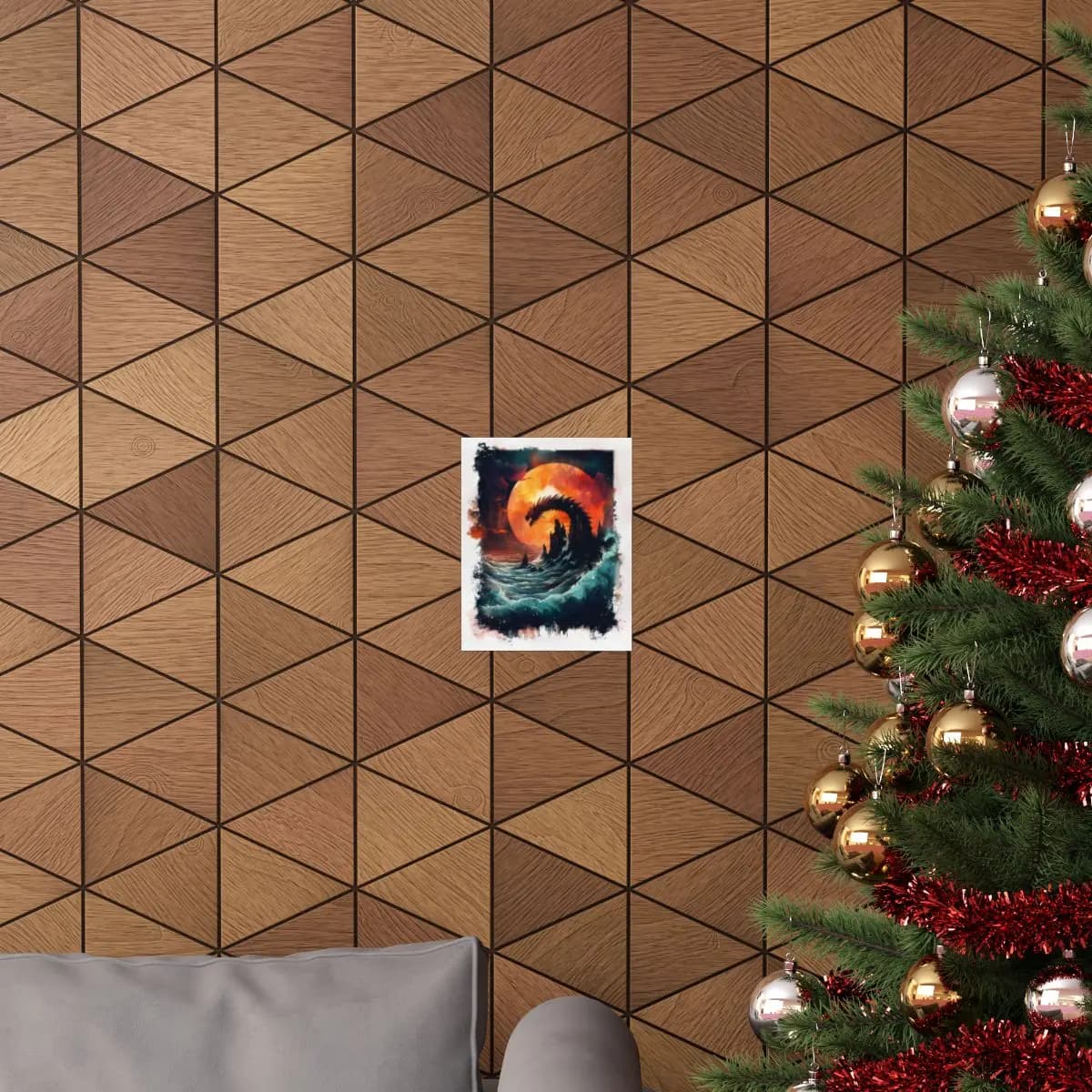 Sea Dragon Rising Before the Blood Moon - Matte Vertical Posters mockup angle 4