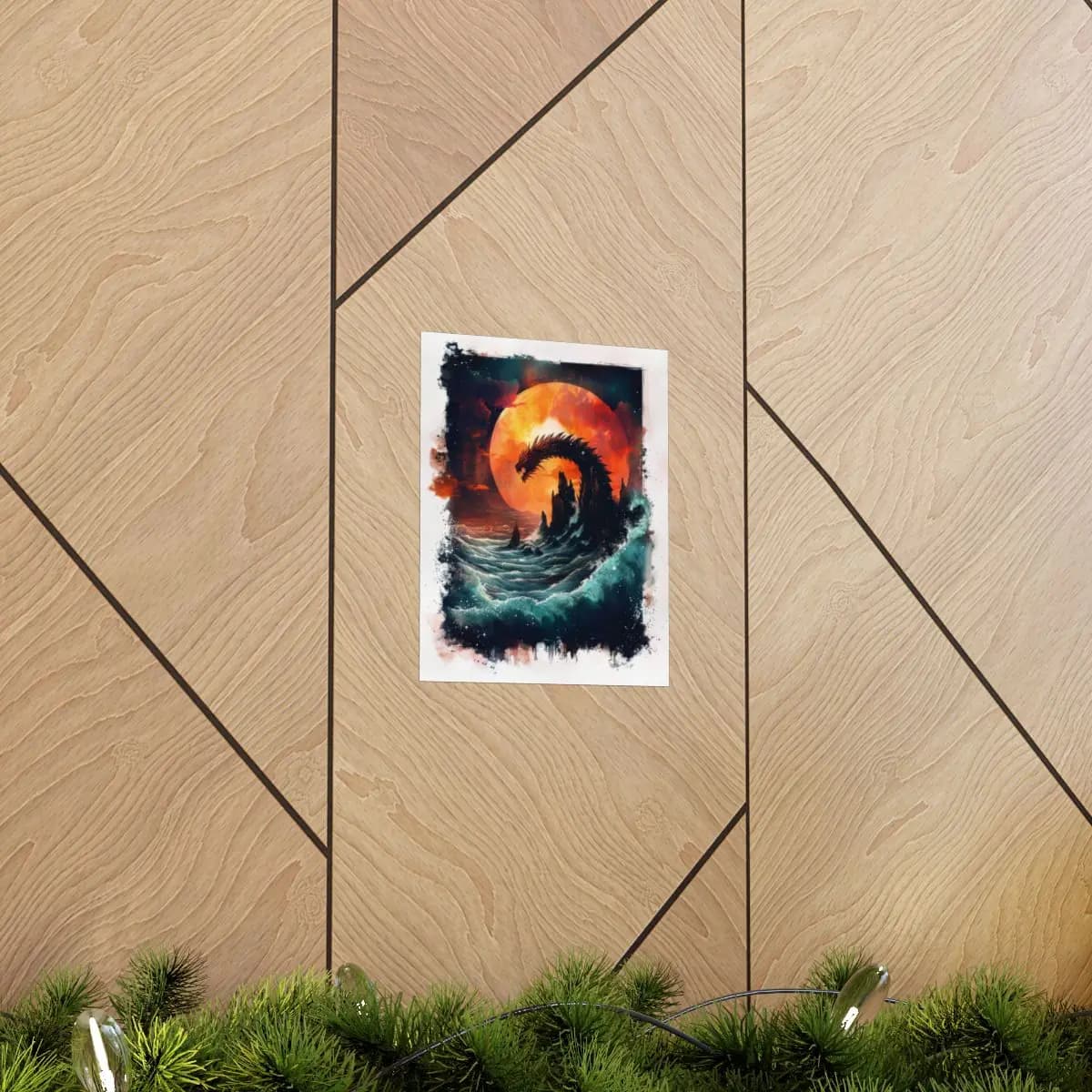 Sea Dragon Rising Before the Blood Moon - Matte Vertical Posters mockup angle 5