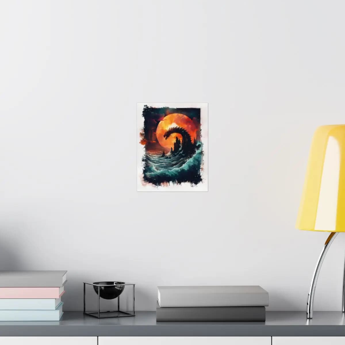 Sea Dragon Rising Before the Blood Moon - Matte Vertical Posters mockup angle 8