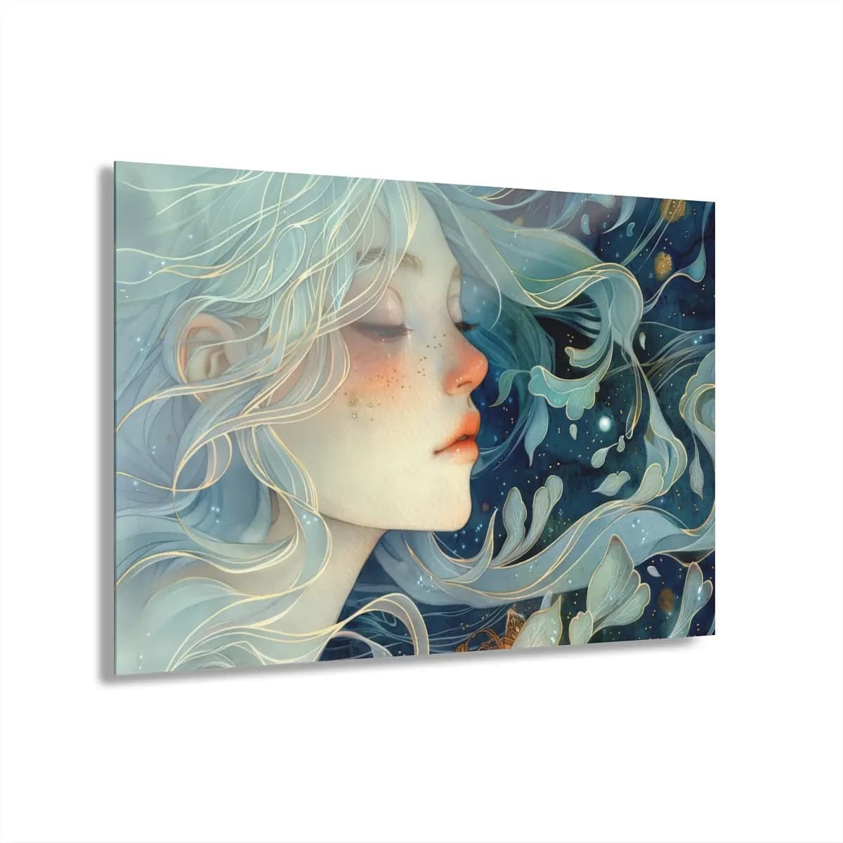 Celestial Reverie with Moonlit Hair - Acrylic Prints (French Cleat Hanging) mockup angle 1