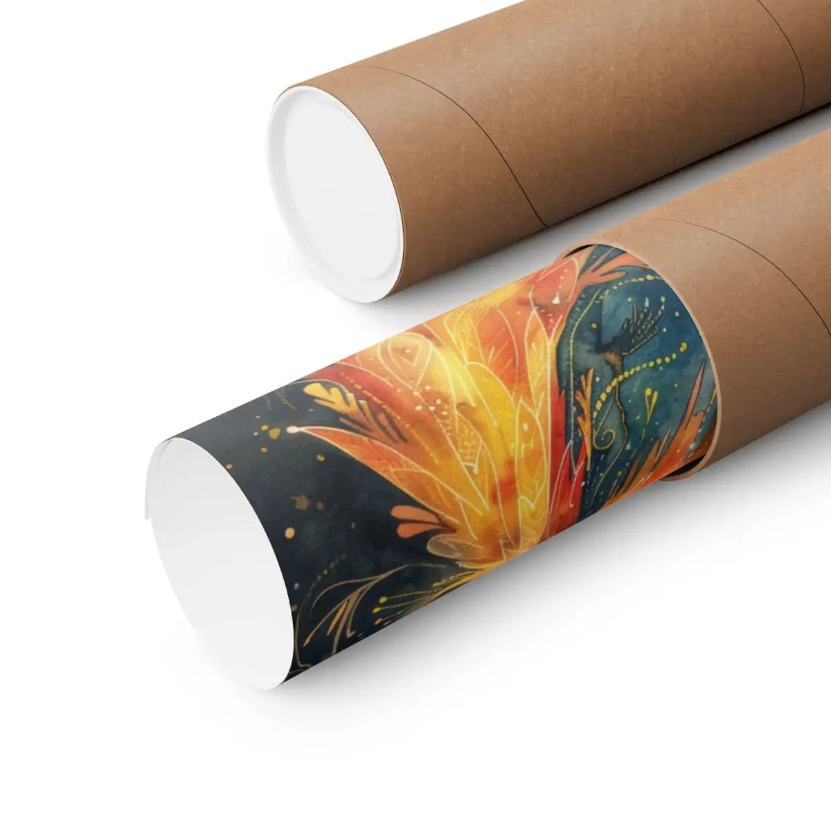 Blazing Phoenix Rising Through the Starlit Night - Matte Vertical Posters mockup angle 3