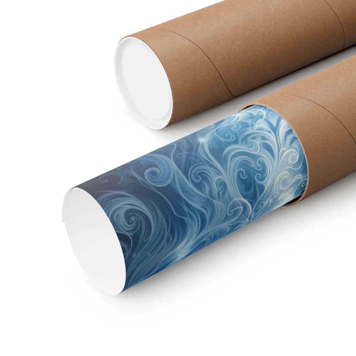 Arctic Fox Dissolving into Blue Frost Swirls - Matte Vertical Posters mockup angle 3