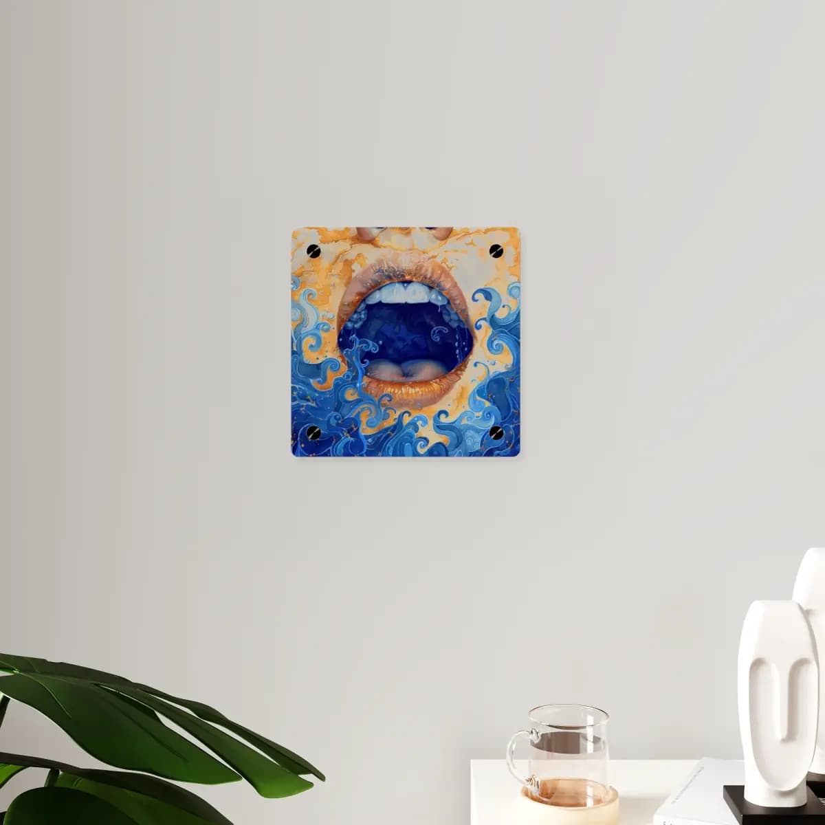 The Mouth and the Ocean Within - Acrylic Wall Art Panels mockup angle 3