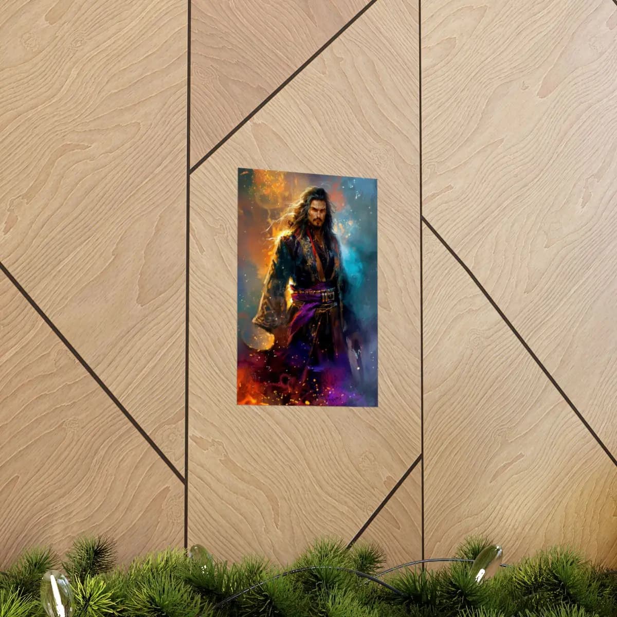 Flame Lord in an Embroidered Kimono - Matte Vertical Posters mockup angle 5