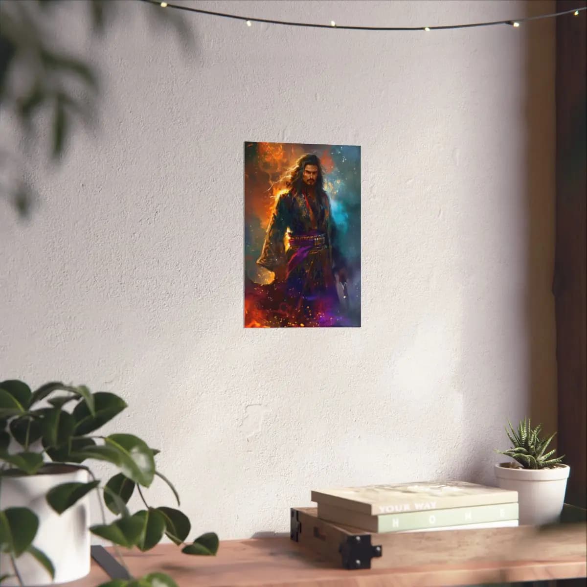 Flame Lord in an Embroidered Kimono - Matte Vertical Posters mockup angle 6
