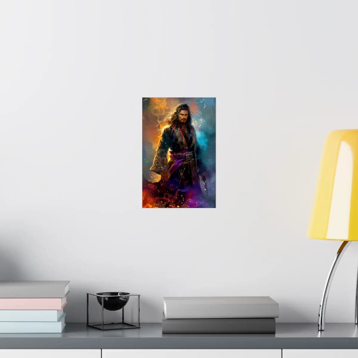 Flame Lord in an Embroidered Kimono - Matte Vertical Posters mockup angle 8