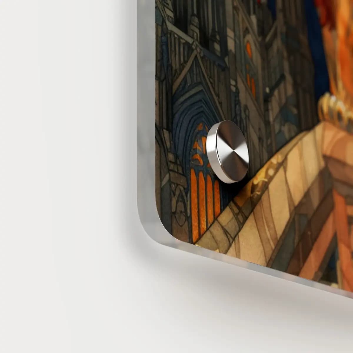 Royal Lion Watching Over a Celestial City - Acrylic Wall Art Panels mockup angle 5