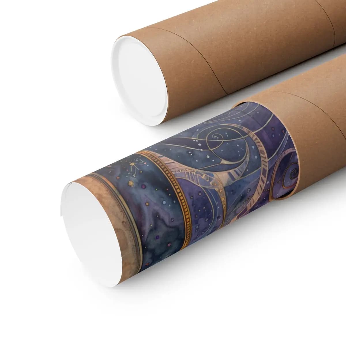 The Golden Moon and Celestial Spirals - Matte Vertical Posters mockup angle 3