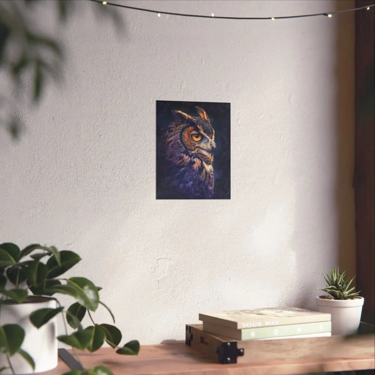 Great Horned Owl in the Violet Night - Matte Vertical Posters mockup angle 6