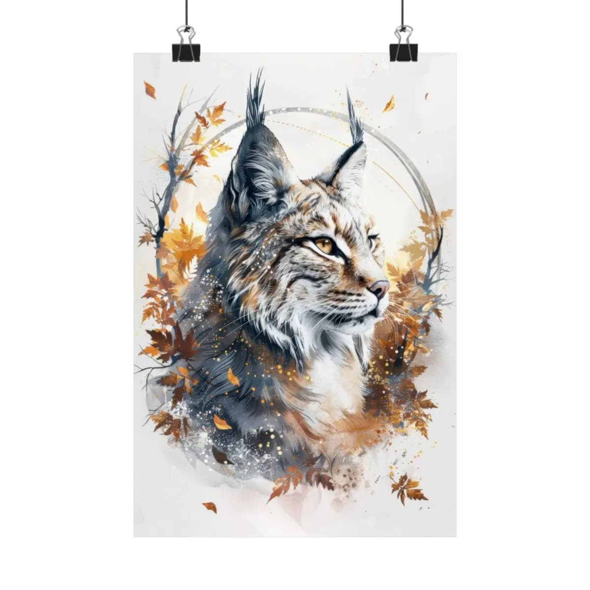 Boreal Lynx Amid an Autumn Tempest - Matte Vertical Posters mockup angle 1