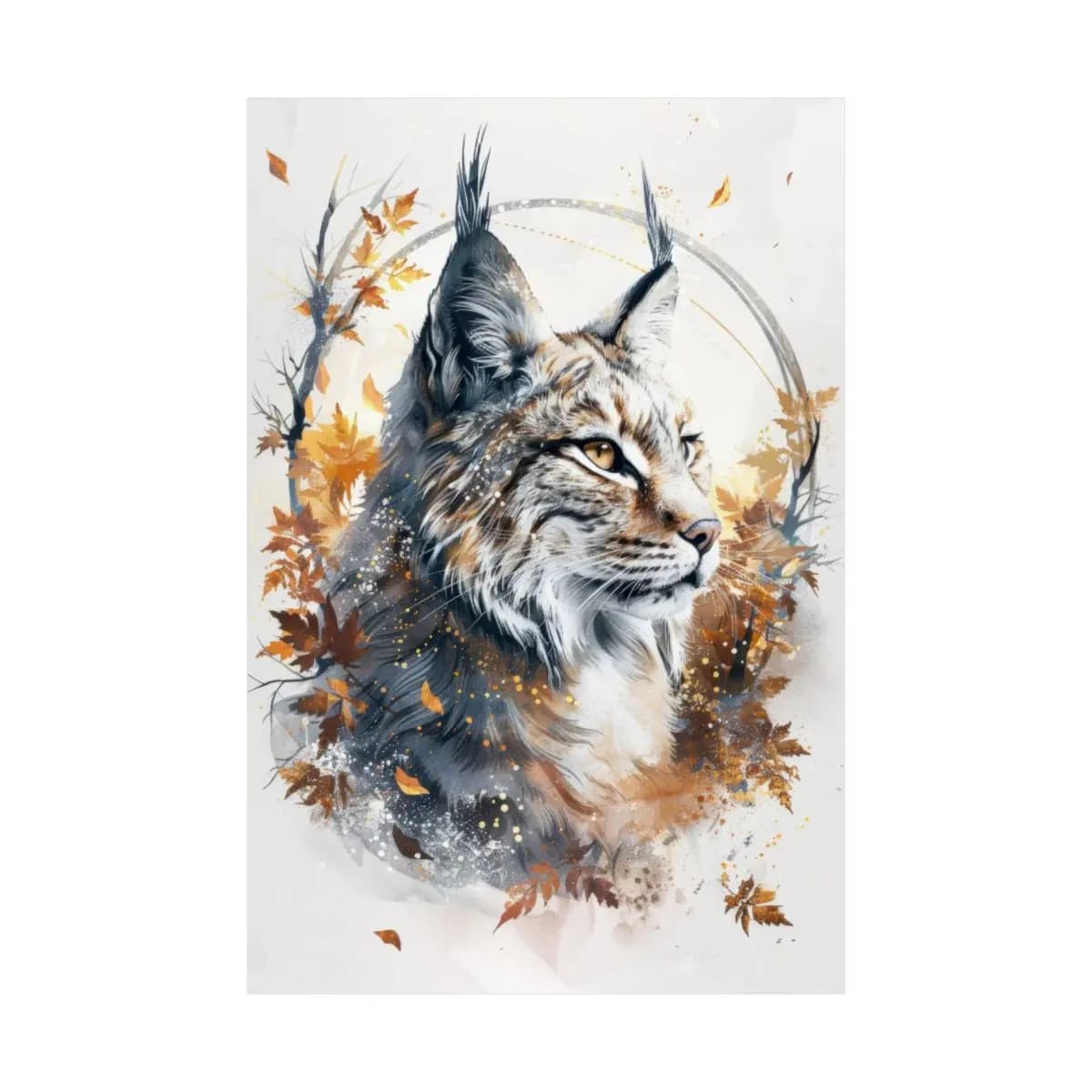 Boreal Lynx Amid an Autumn Tempest - Matte Vertical Posters mockup angle 2