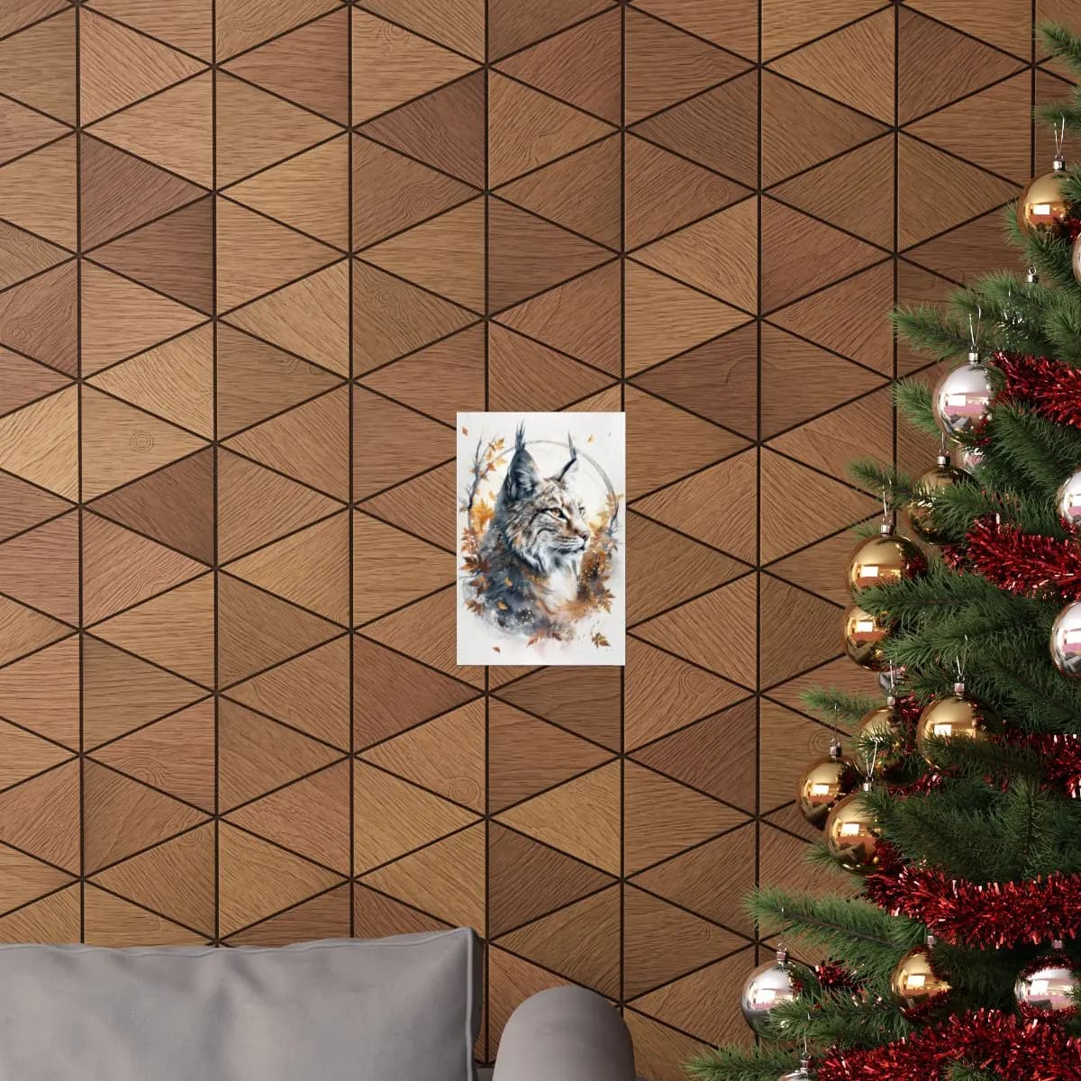 Boreal Lynx Amid an Autumn Tempest - Matte Vertical Posters mockup angle 4