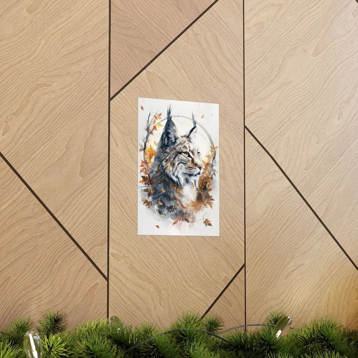 Boreal Lynx Amid an Autumn Tempest - Matte Vertical Posters mockup angle 5