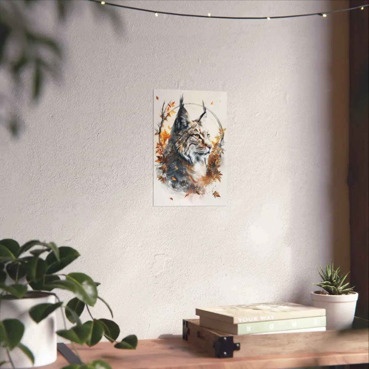 Boreal Lynx Amid an Autumn Tempest - Matte Vertical Posters mockup angle 6