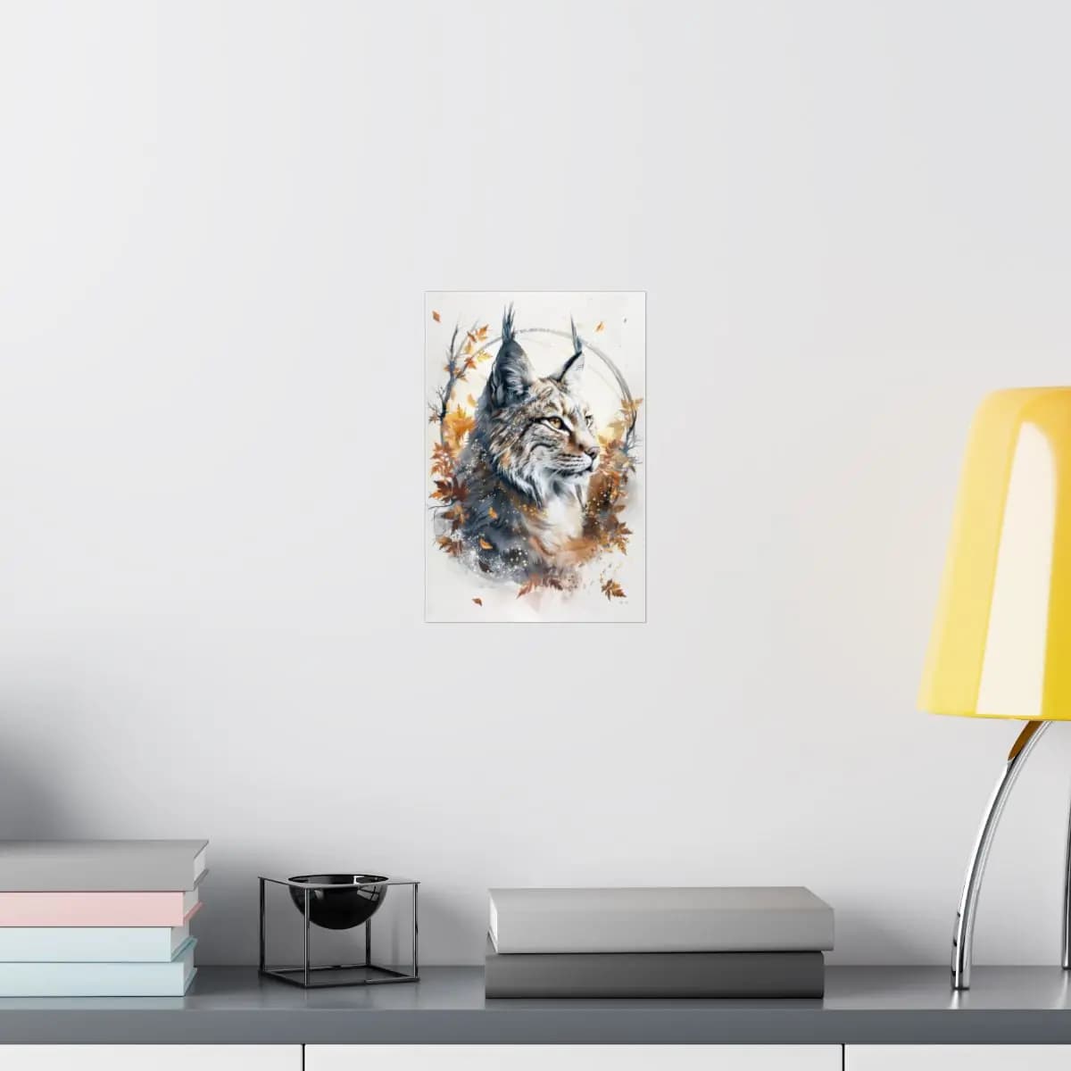 Boreal Lynx Amid an Autumn Tempest - Matte Vertical Posters mockup angle 8