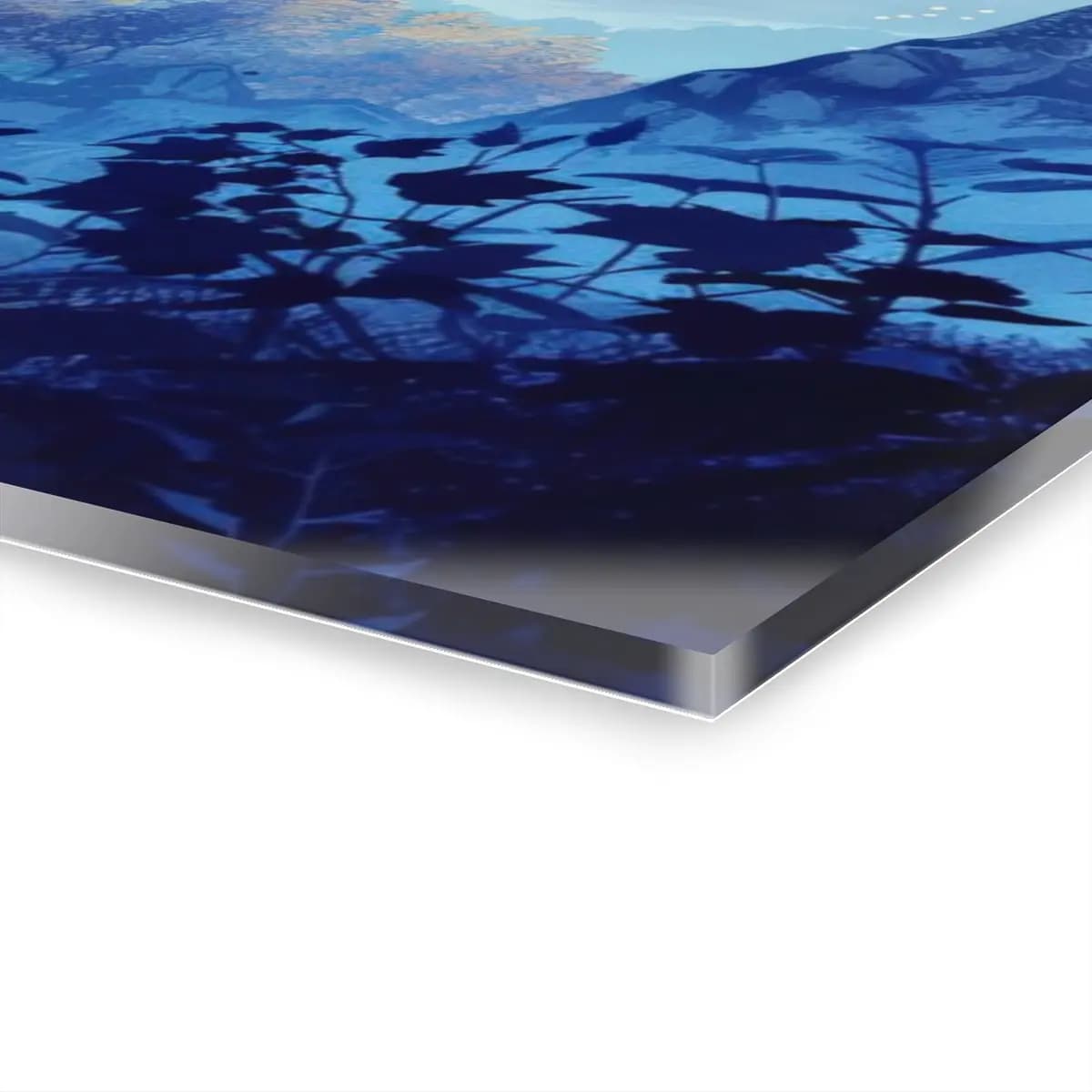 Enchanted Castle Rising Through Blue Mist - Acrylic Prints (French Cleat Hanging) mockup angle 3