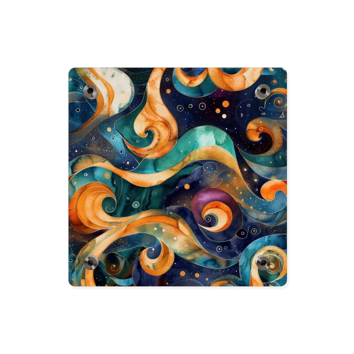 Golden Spirals Sweeping Across a Cosmic Night - Acrylic Wall Art Panels mockup angle 2