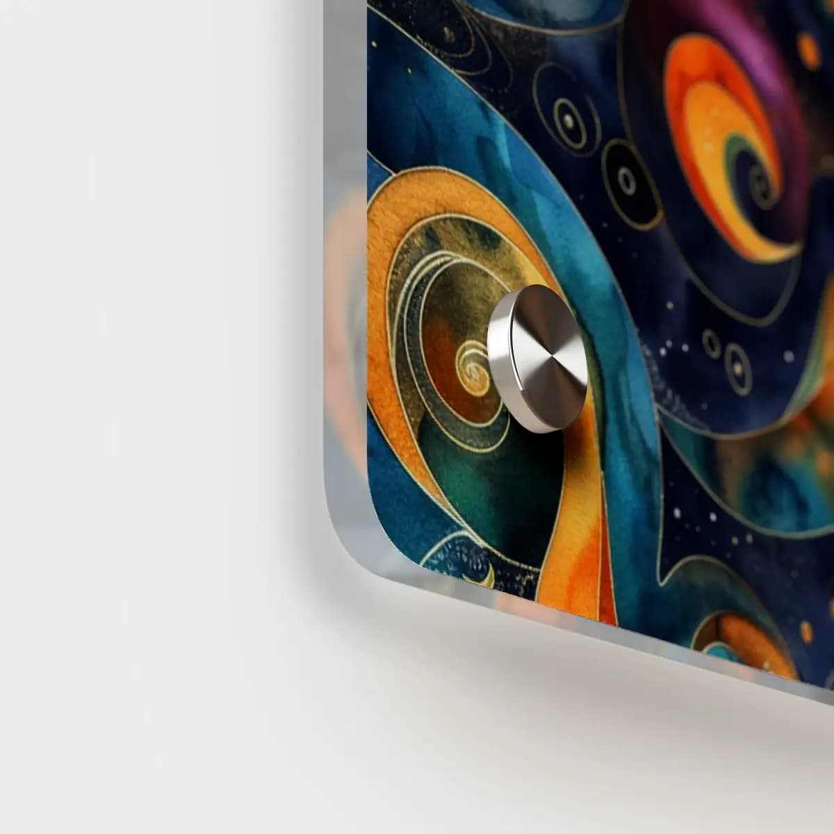 Golden Spirals Sweeping Across a Cosmic Night - Acrylic Wall Art Panels mockup angle 5