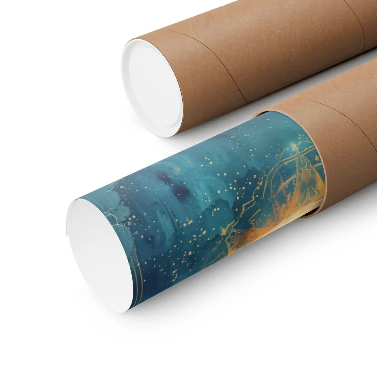 Golden Full Moon in a Mystical Night Sky - Matte Vertical Posters mockup angle 3