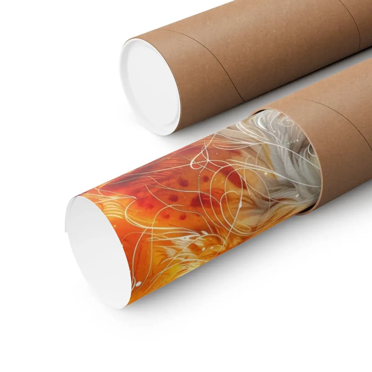 Solar Flame Cat Among Autumn Leaves - Matte Vertical Posters mockup angle 3