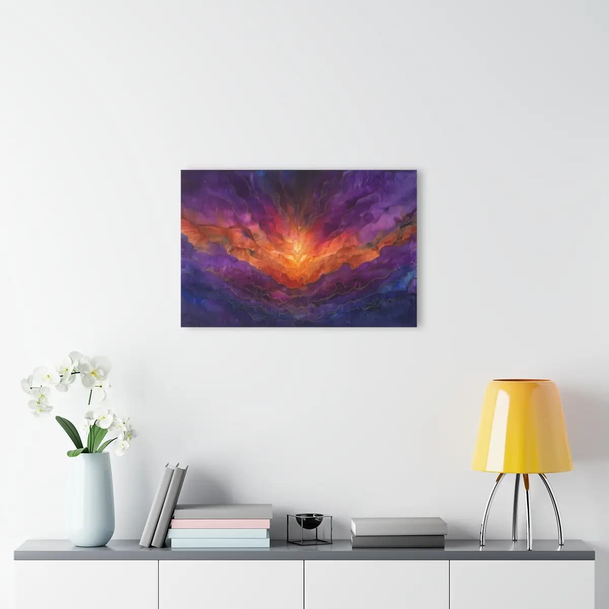 Cosmic Ignition with Golden Contour Lines - Acrylic Prints (French Cleat Hanging) mockup angle 4