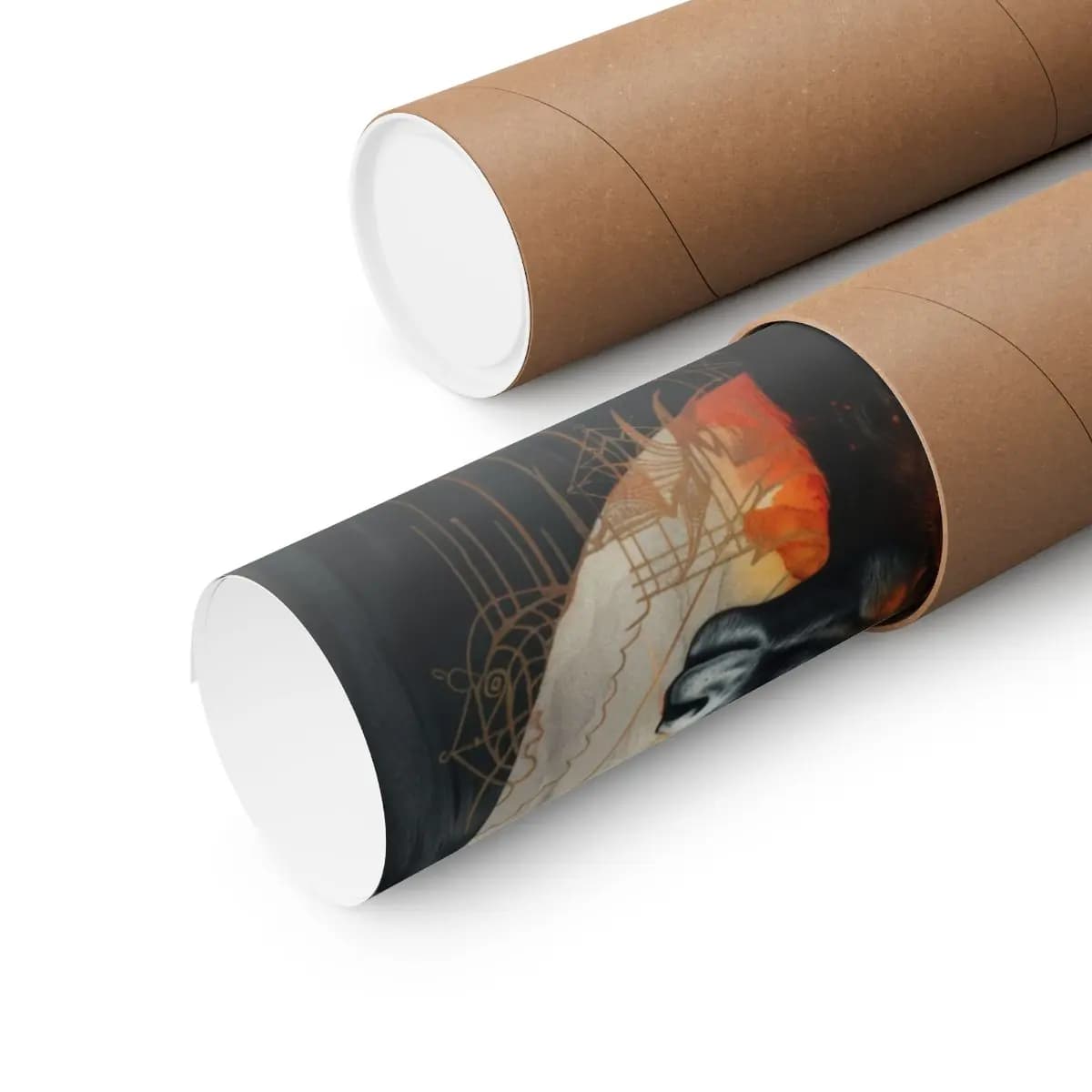 Mystic Ram with Spiraling Horns of Fire - Matte Vertical Posters mockup angle 3