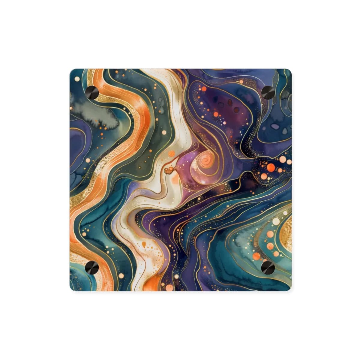 Celestial Currents with Golden Threads - Acrylic Wall Art Panels mockup angle 1