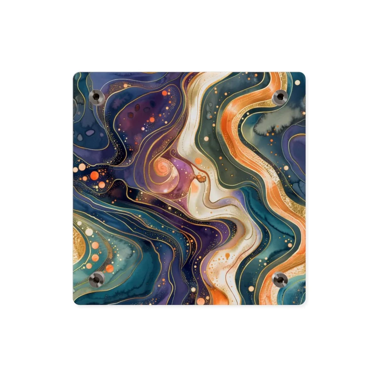 Celestial Currents with Golden Threads - Acrylic Wall Art Panels mockup angle 2