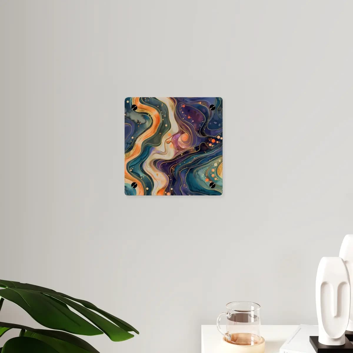 Celestial Currents with Golden Threads - Acrylic Wall Art Panels mockup angle 3