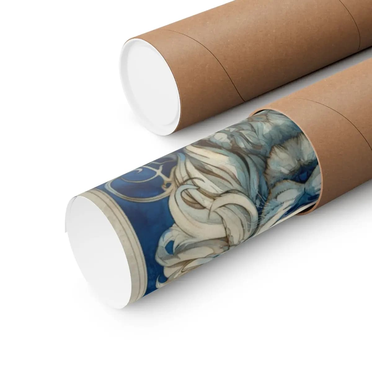 White Lion with Sapphire Eyes - Matte Vertical Posters mockup angle 3