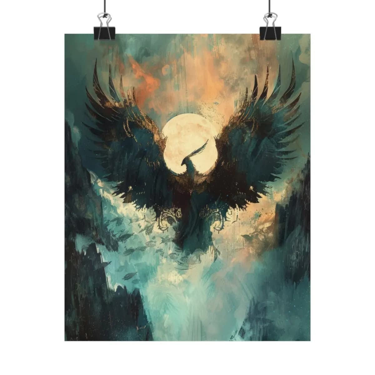 The Great Raven Before the Full Moon - Matte Vertical Posters mockup angle 1