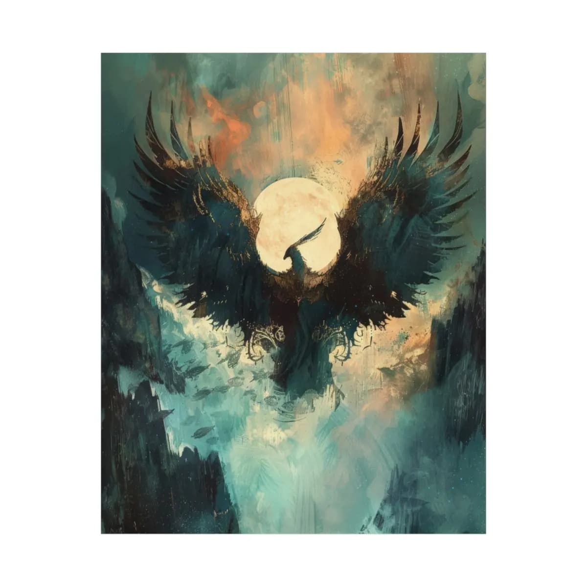 The Great Raven Before the Full Moon - Matte Vertical Posters mockup angle 2