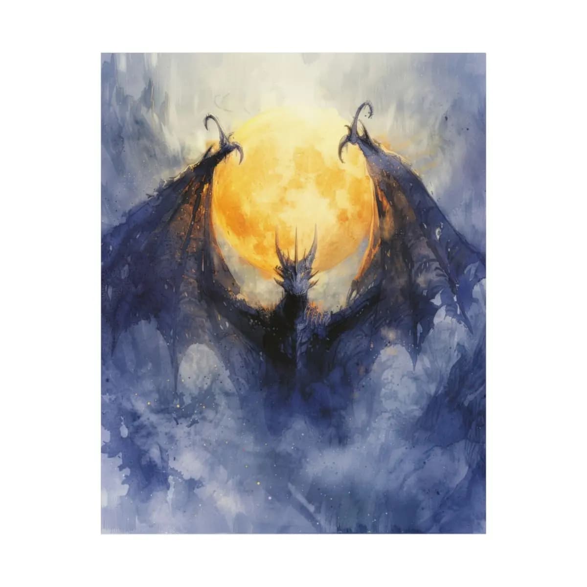 Dark Dragon Rising Before the Golden Moon - Matte Vertical Posters mockup angle 2